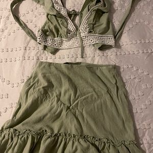 Two-piece crop top and skirt outfit, worn once for vacation